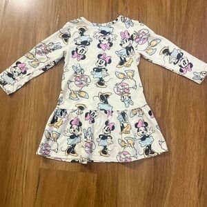 Disney Kids Dress with Cartoon Print - Pink, Black, and White